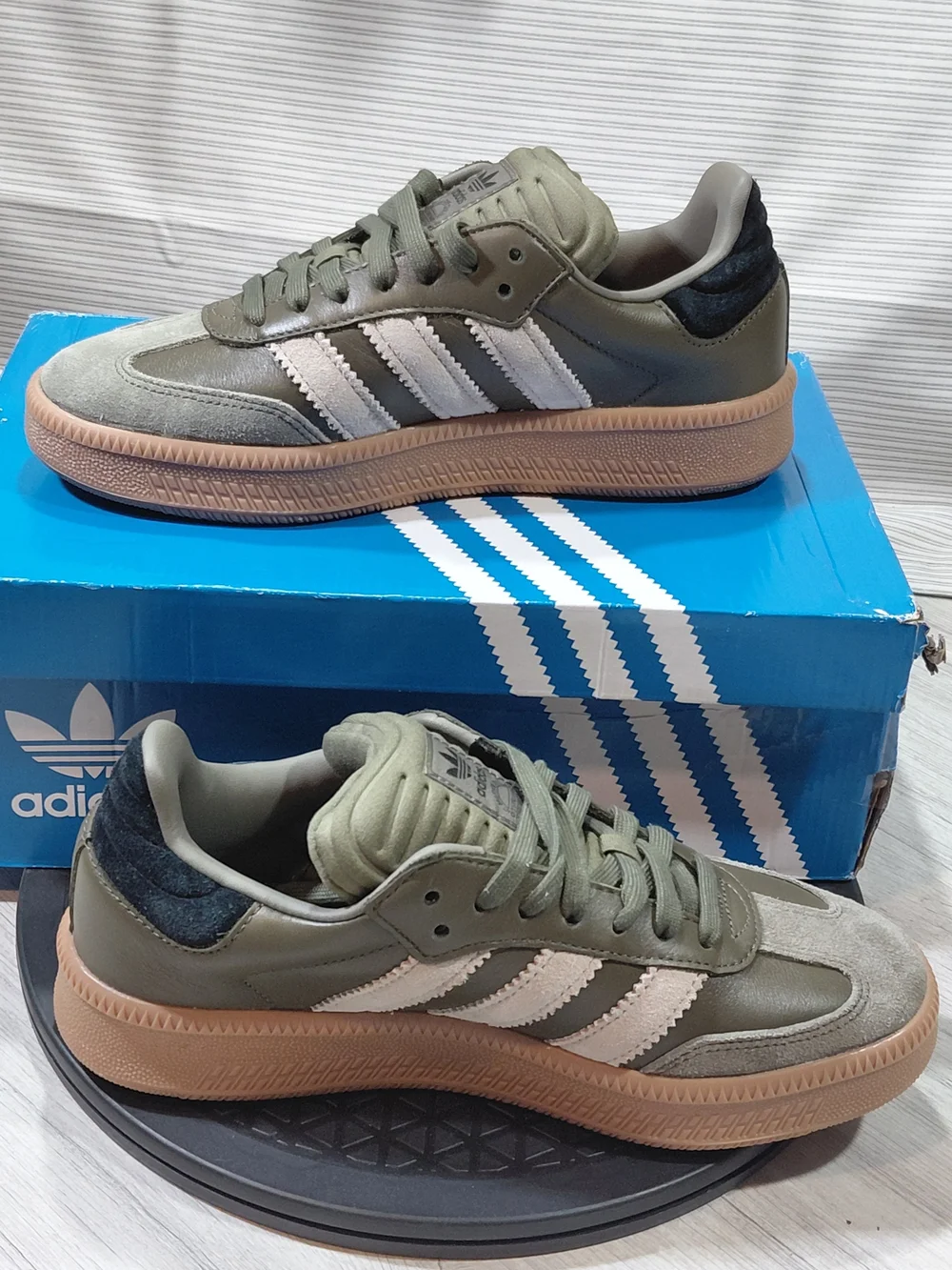 NEW Adidas Womens Samba XLG Olive Strata Chunky Thick Midsole with Gum Sole W8.5